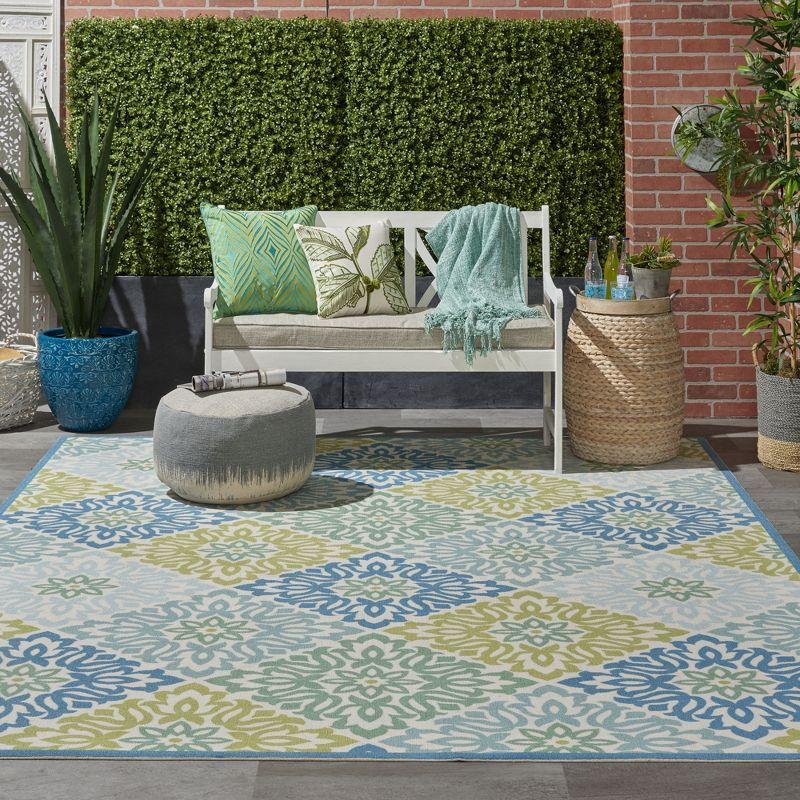 Waverly Sun & Shade "Sweet Things" Blue Indoor/Outdoor Area Rug by Nourison