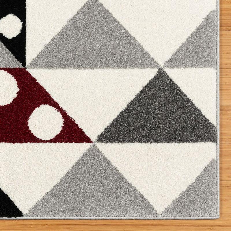 Disney Bravo Mickey Mouse Minnie Pyramids Modern Geometric Ivory/ Black/ Red Area Rug