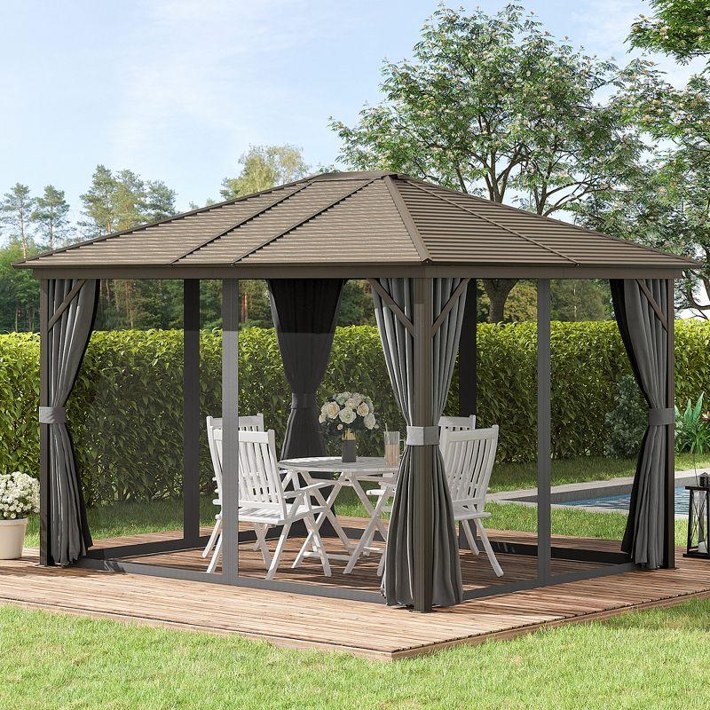 Dark Gray 10' x 12' Aluminum Frame Hardtop Gazebo