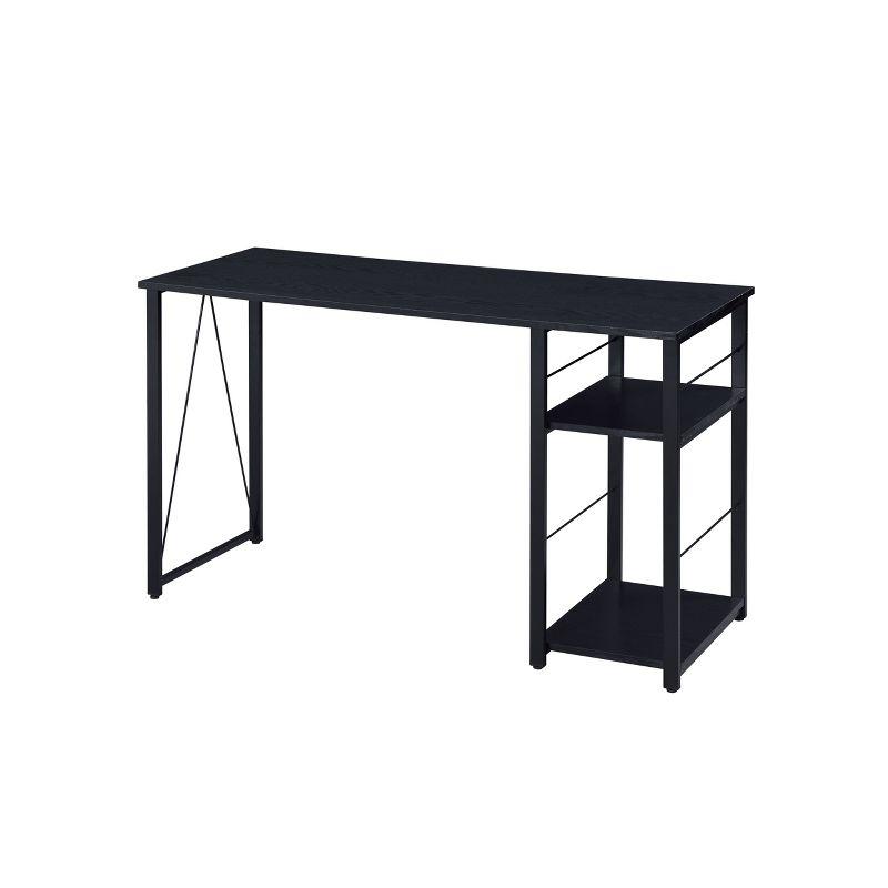 Vadna Black Wood and Metal Writing Desk with Shelves