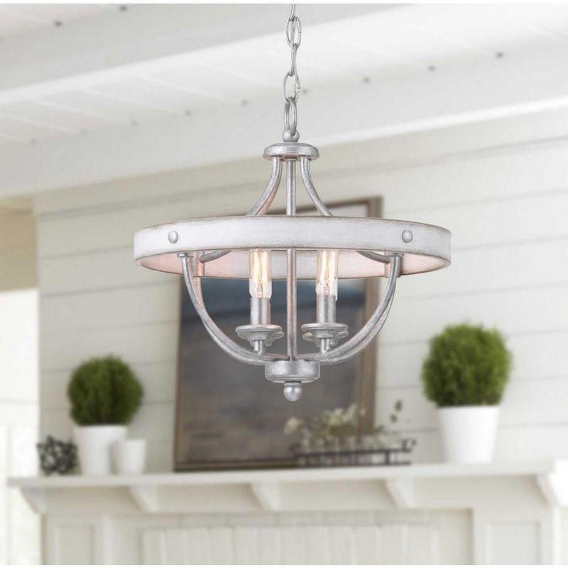 Progress Lighting Gulliver 4-Light Semi-Flush Galvanized Ceiling Light, Wood Grained Texture Shade