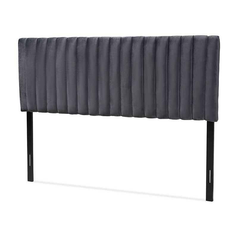 Gray Tufted Leather Upholstered Queen Headboard