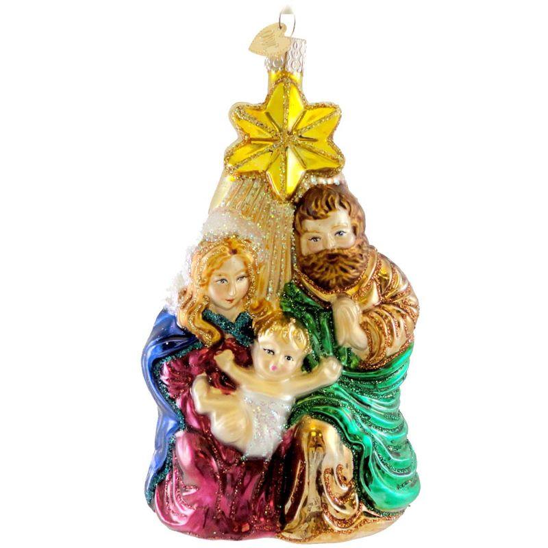 Hand-Painted Glass Nativity Scene Tree Topper Ornament