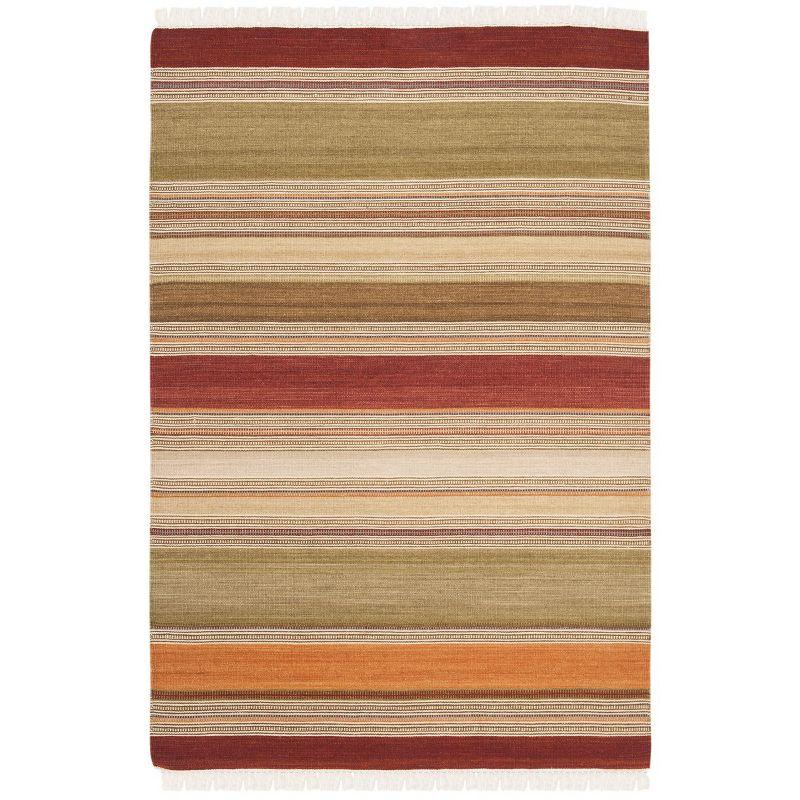 Striped Kilim STK317 Hand Woven Accent Rug - Green - 3'x5' - Safavieh.