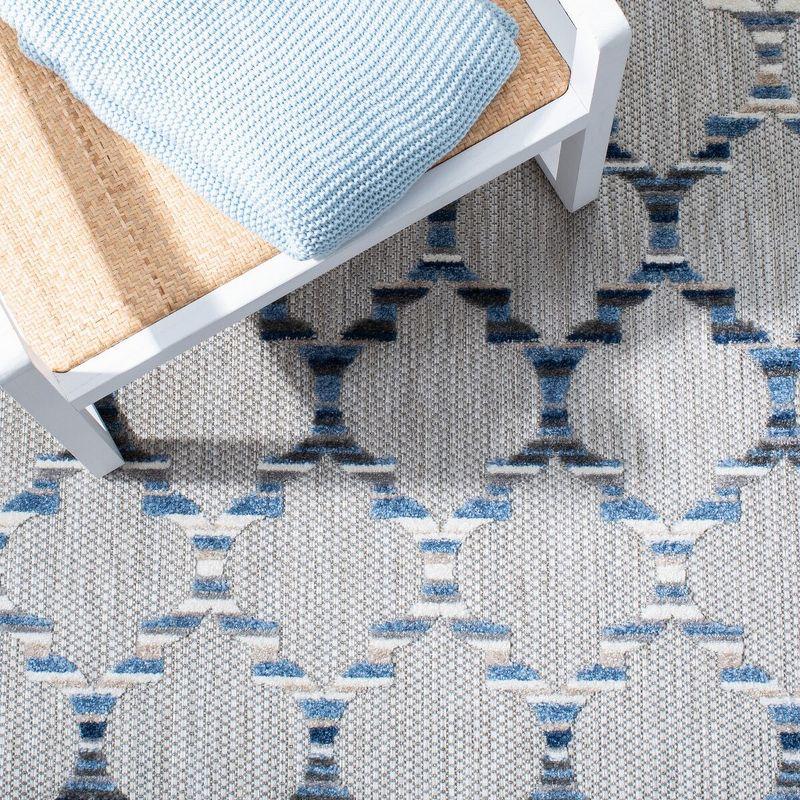 Cabana Breeze Easy-Care Blue Geometric Indoor/Outdoor Rug - 6'7" Square