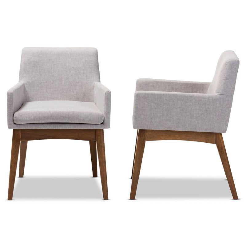 Set of 2 Nexus Mid Century Modern Walnut Wood Fabric Upholstered Dining Armchair - Baxton Studio