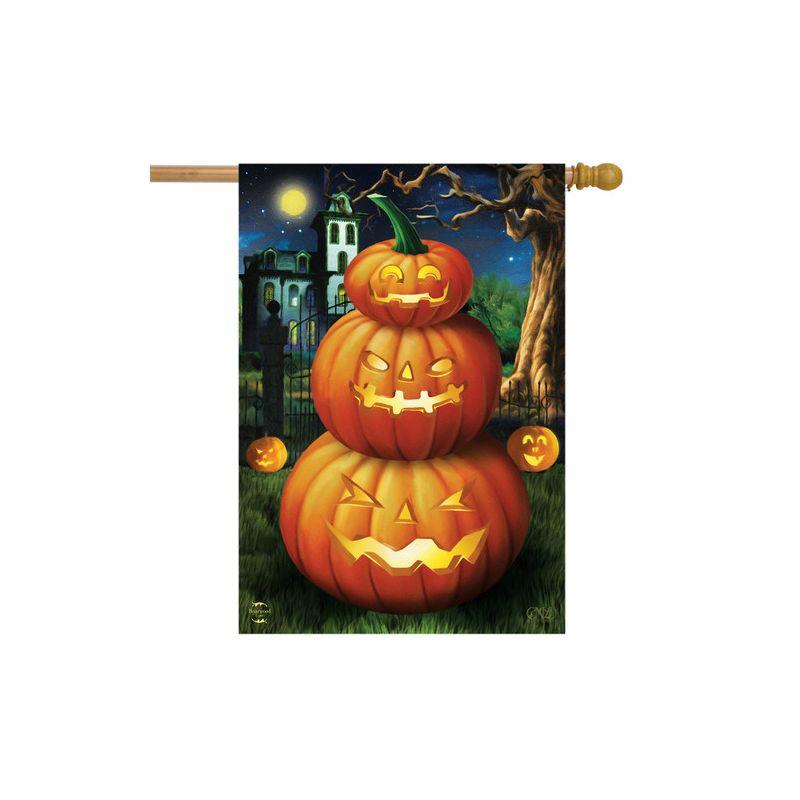 Briarwood Lane Spooky Jack O'Lanterns Halloween House Flag Carved Pumpkins 28" x 40"