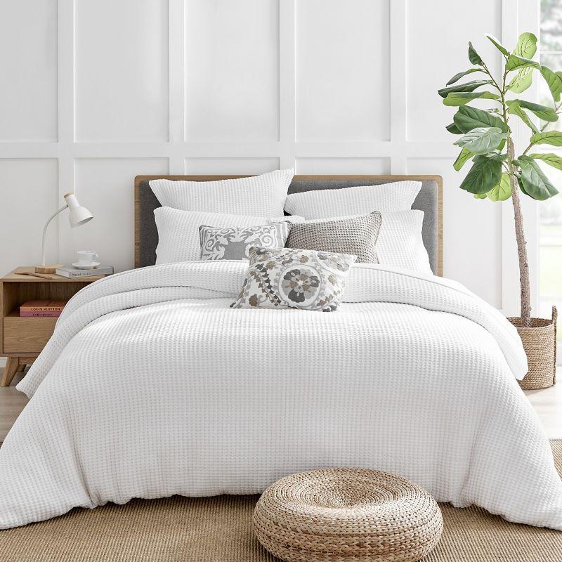 Mills Bright White Duvet Set - One King Duvet and Two King Shams - Levtex Home
