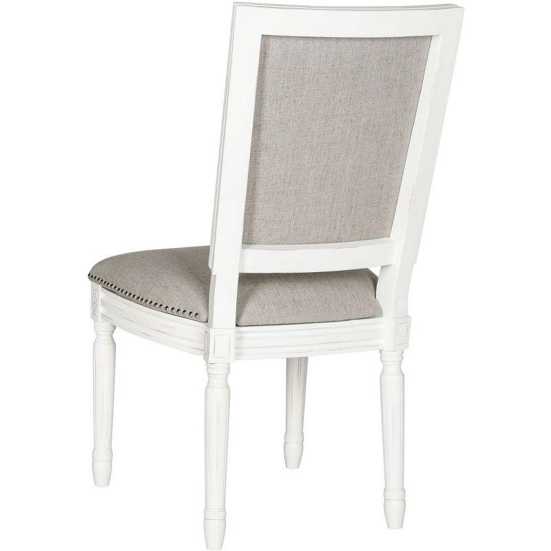 Buchanan 19H French Brasserie Linen Rectangle Side Chair Silver Nail Heads (Set Of 2) - Light Grey/Cream - Safavieh