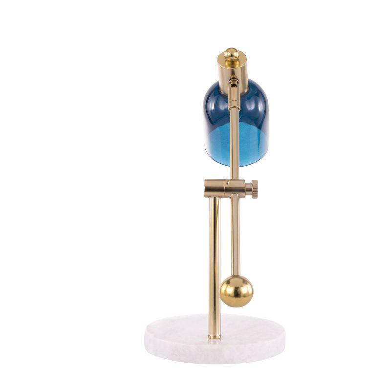 Marcel Adjustable White, Gold, and Blue Glass Table Lamp