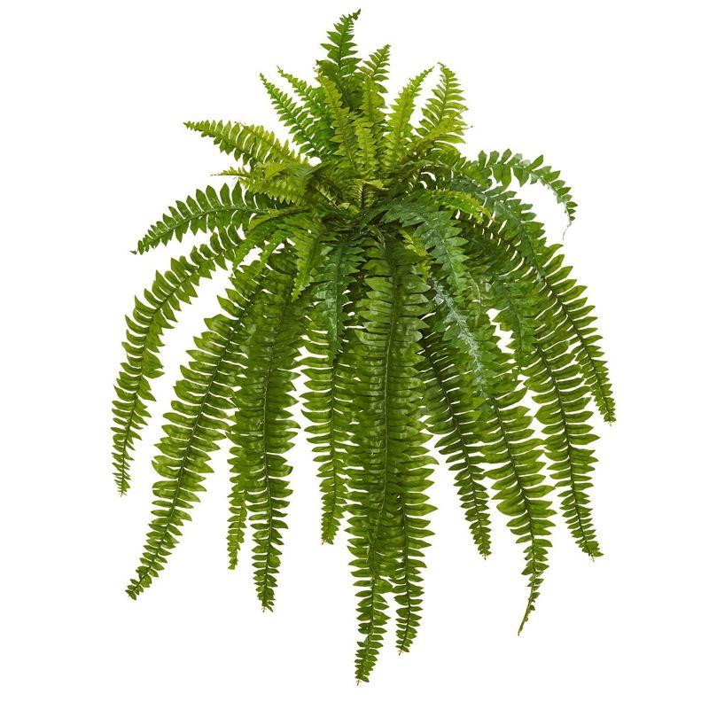 Set of 2 Green Plastic Boston Fern Tabletop Plants