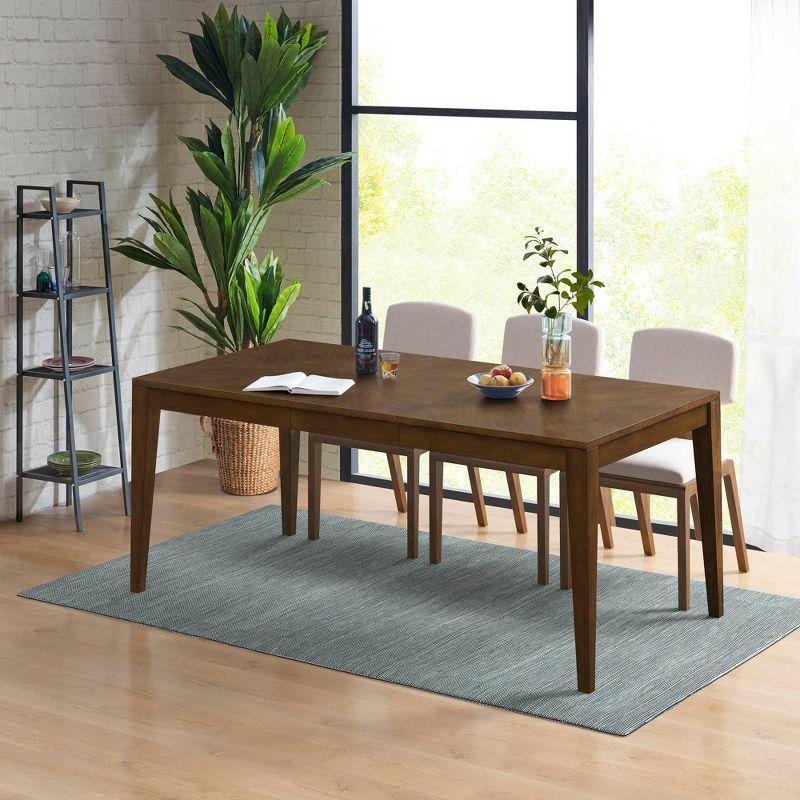 Pecan Wood Extendable Dining Table with Tapered Legs