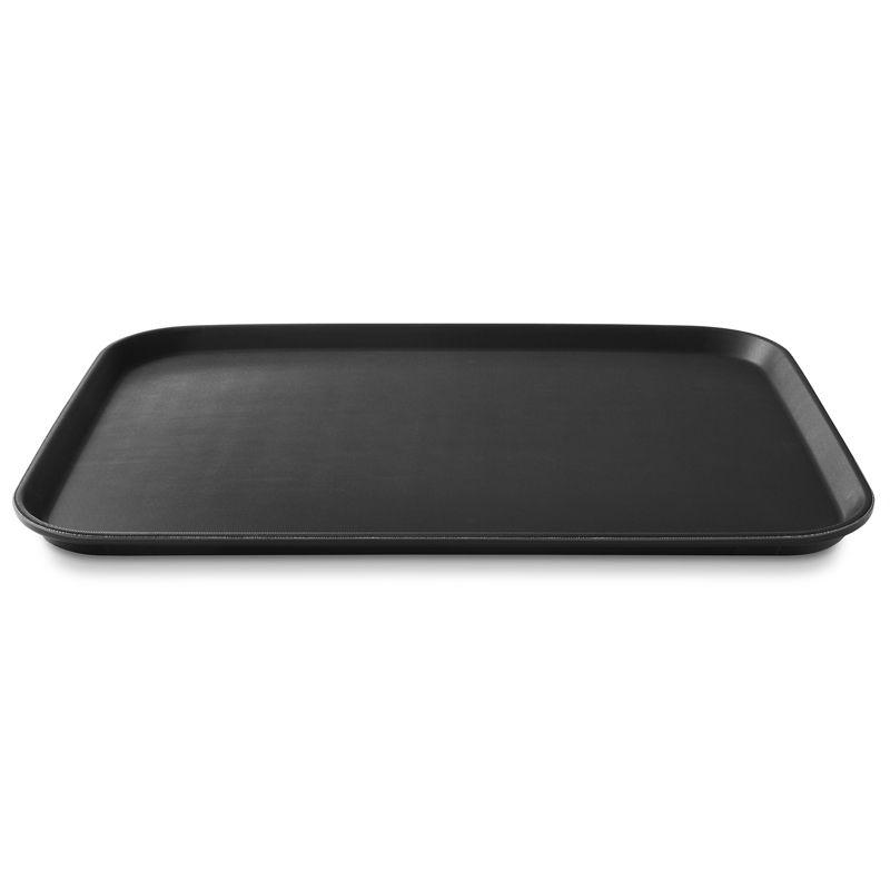 Jubilee Heavy-Duty 10" x 14" Black Non-Skid Rectangular Serving Tray Set