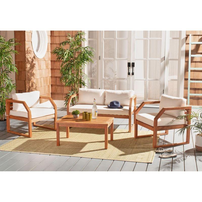 Dren 4 Piece Living Set - Indoor/Outdoor - PAT7067 - Natural/Beige - Safavieh
