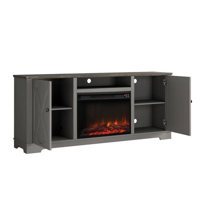 Farmhouse TV Stand for TVs up to 70'' with Electric Fireplace & Storage Cabinets - Festivo