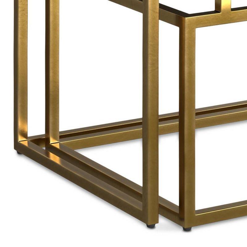 WyndenHall Audrina 2pc Nesting Table Black/Gold: Contemporary Rectangle Side Tables, Metal Frame, No Assembly Required