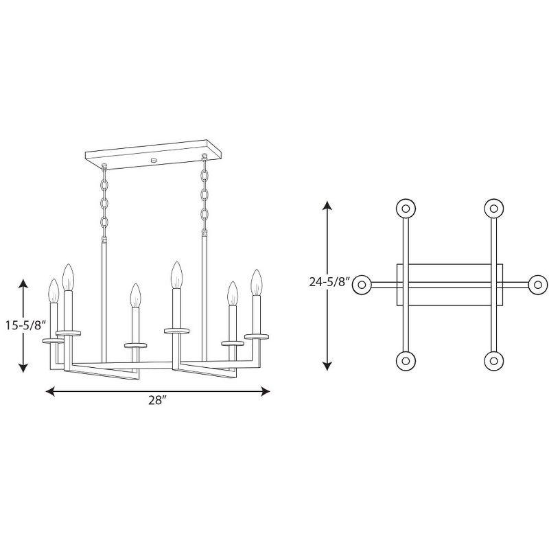 Graphite and Satin Brass 6-Light Linear Chandelier