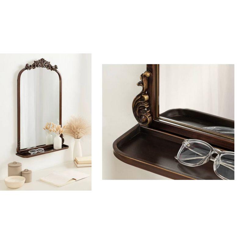 Kate & Laurel All Things Decor 21"x32" Arendahl Traditional Arch Mirror with Shelf Bronze: Elegant Wall-Mounted Metal Frame