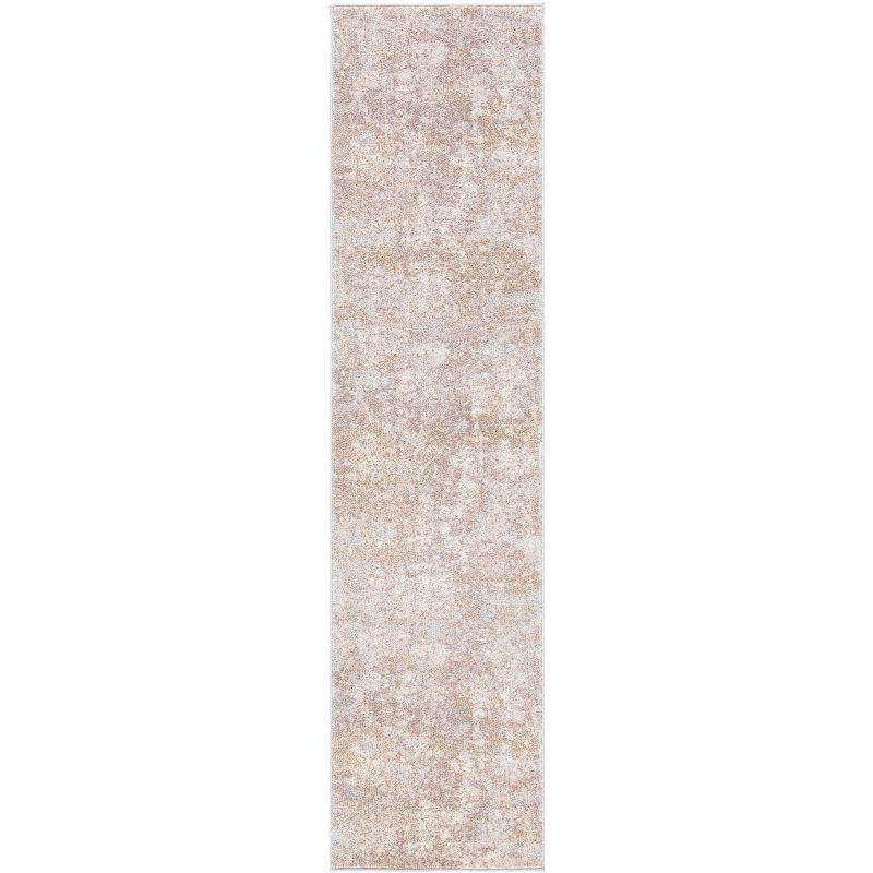 Grey and Beige Flat Woven Synthetic Runner Rug