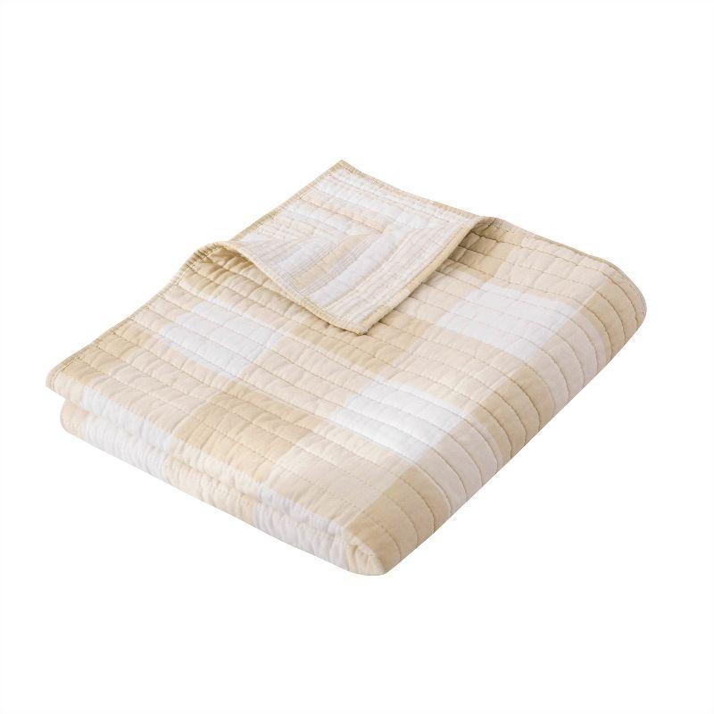 Camden Taupe and Cream Reversible Cotton Quilted Throw