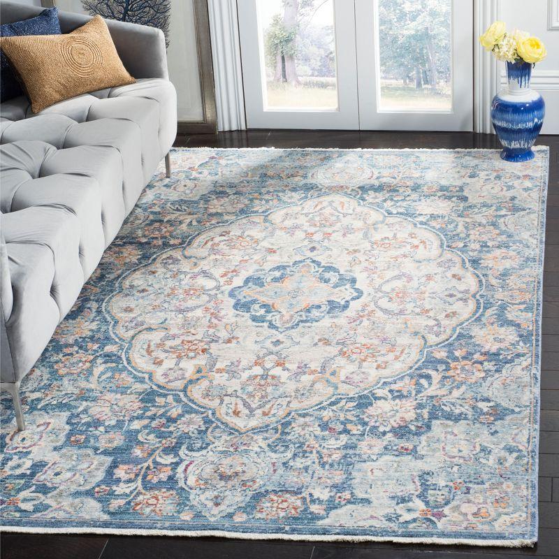 Luxe Illusion Cream & Blue Hand-Knotted Viscose Rectangular Rug