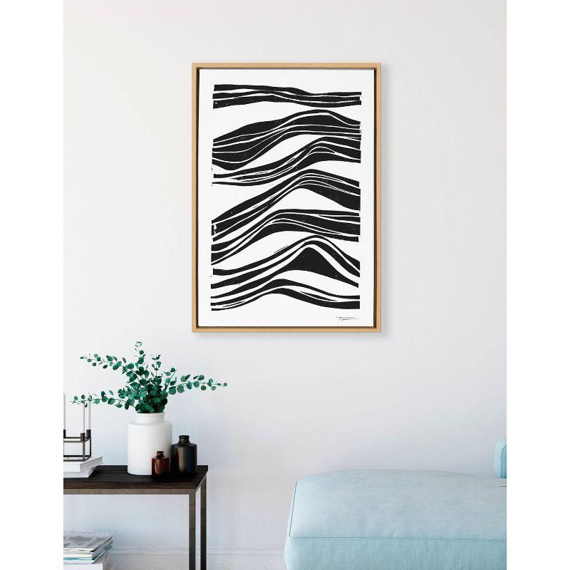 23" x 33" Sylvie Abstract Waves Framed Wall Canvas by Statement Goods Natural - Kate & Laurel All Things Decor