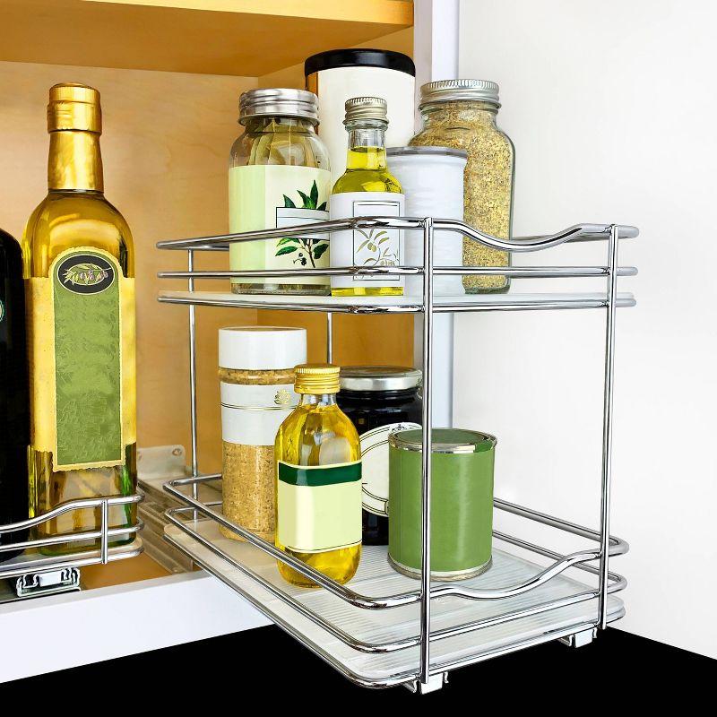 LYNK PROFESSIONAL® Pull Out Spice Rack Organizer for Cabinet - 2 Tier, Chrome