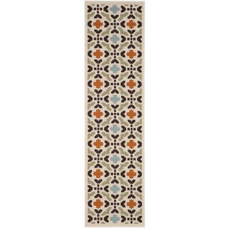 Veranda VER080 Power Loomed Indoor/Outdoor Runner Rug - Cream/Terracotta - 2'3"x8' - Safavieh