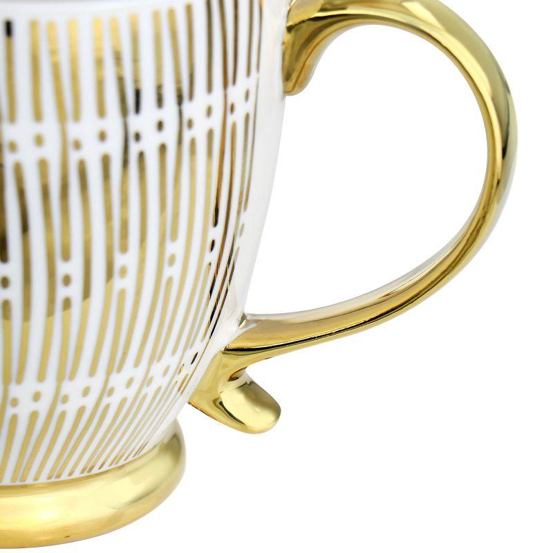 Gibson Home Gold Finch 4 Piece 16.7oz Electroplated Fine Ceramic Mug Set in Gold