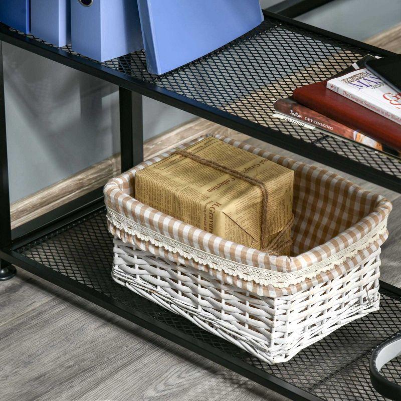 HOMCOM 83" Two Person Computer Desk with 2 Storage Shelves, Double Desk Workstation with Book Shelf,  Long Desk Table for Home Office, Dark Walnut