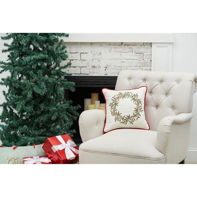 C&F Home 16" x 16" Berry Garland Embroidered Throw Pillow