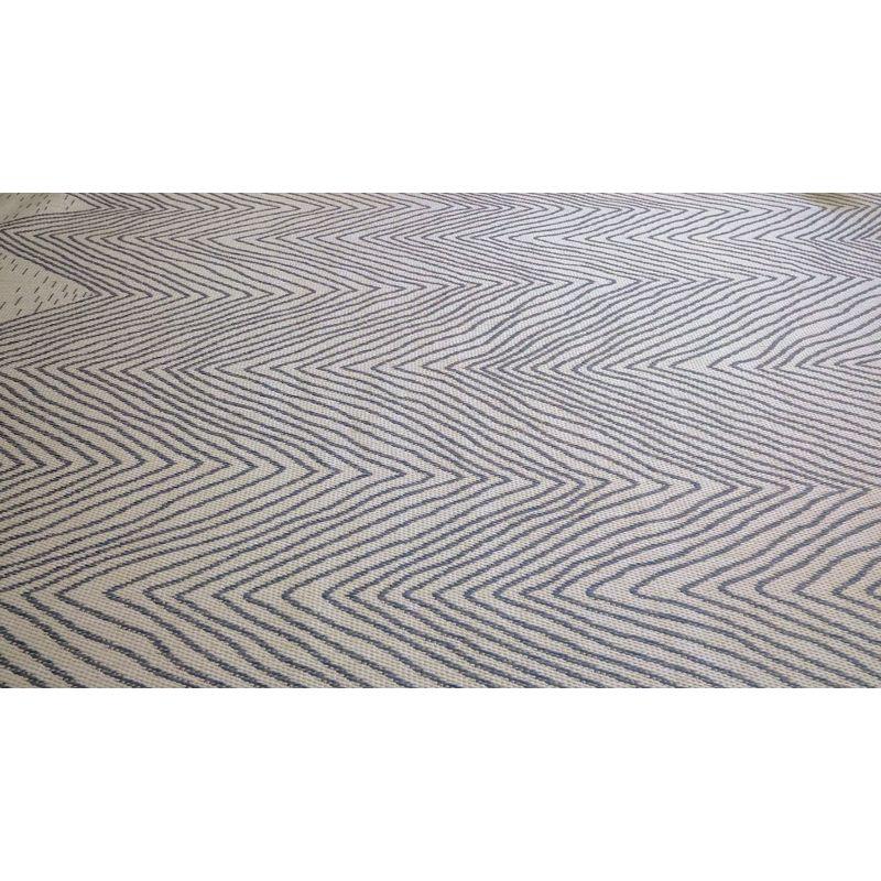 Dunham Abstract Indoor/Outdoor Area Rug for Living Room Patio Deck Front Porch Kitchen, Blue/Ivory