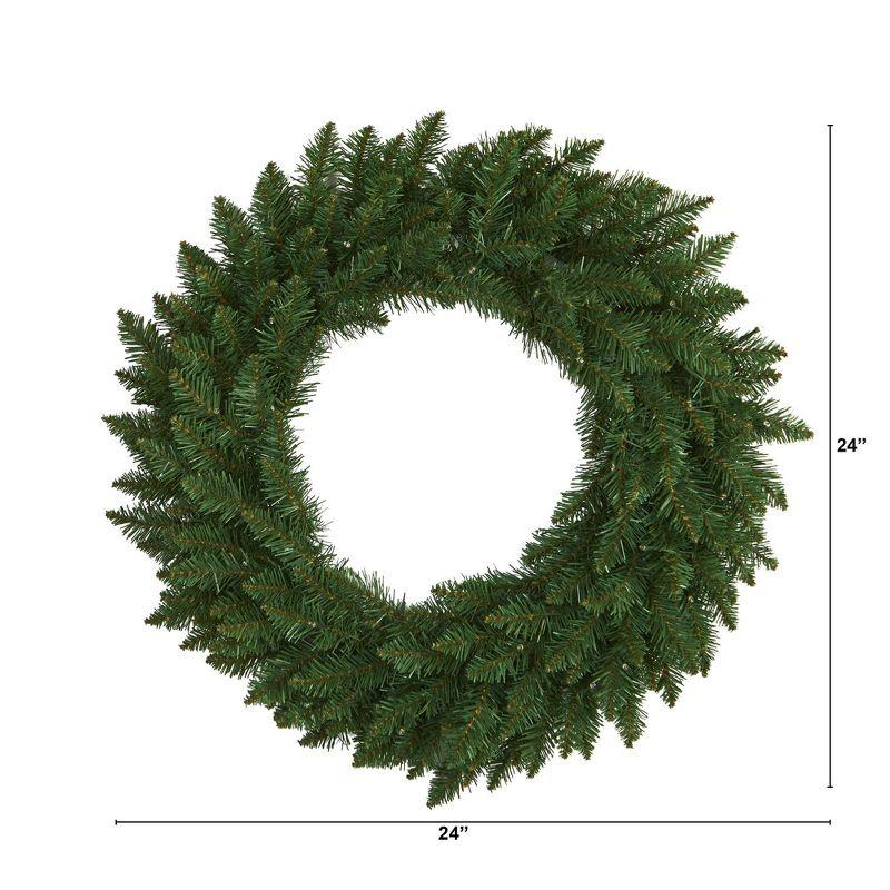 24" Green Pine Artificial Christmas Wreath with Clear LED Lights