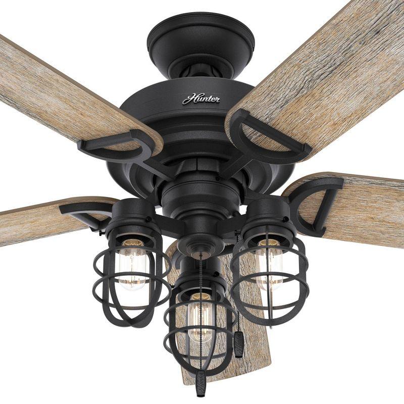 Starklake 52" Natural Iron Industrial Farmhouse Outdoor Ceiling Fan with LED Lighting