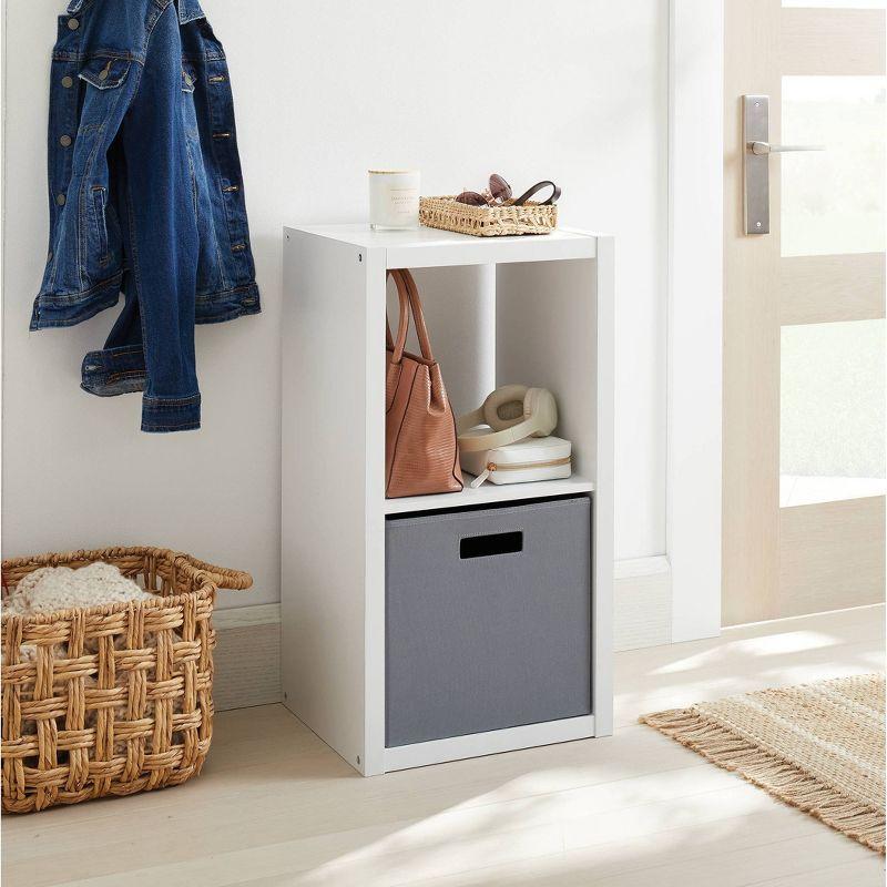 2 Cube Organizer White - Brightroom™: MDF Cubby Storage Bookshelf with Anti-Tip Hardware, 13" System Compatible