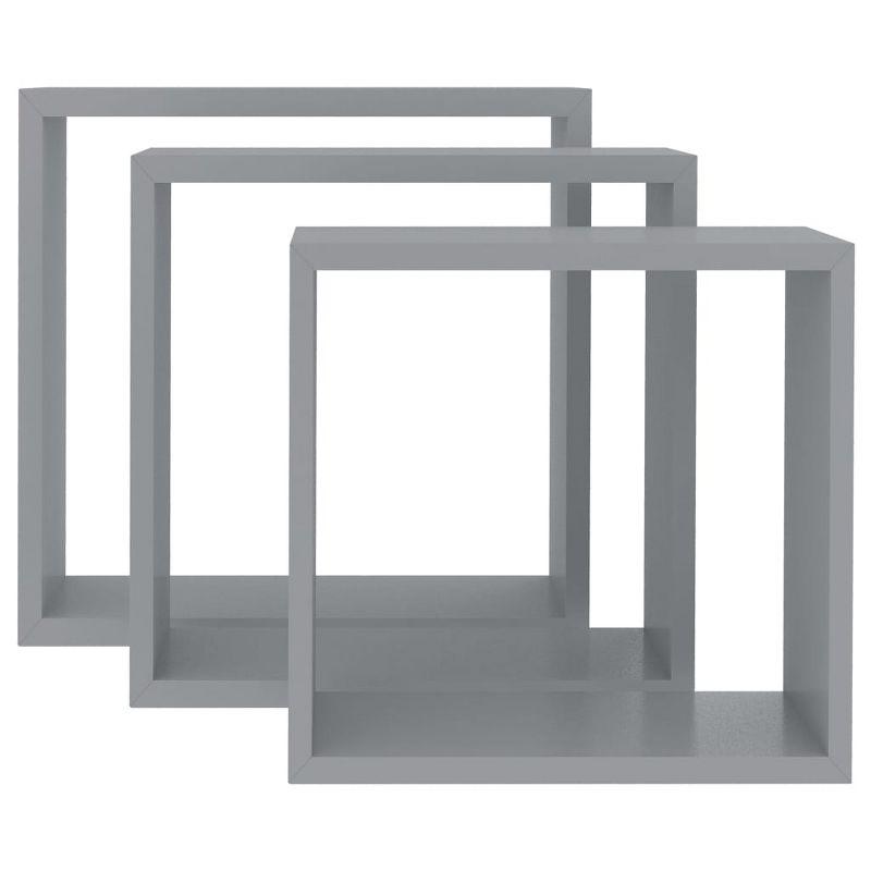 vidaXL Wall Cube Shelves 3 pcs Gray 11.8" x 3.9" x 11.8" MDF