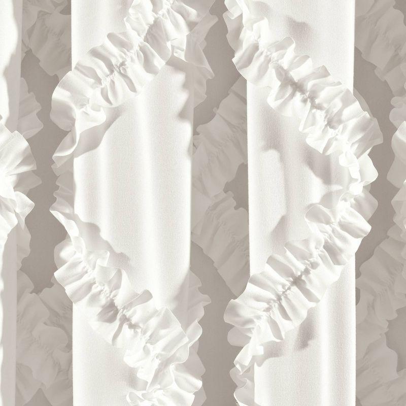 Ruffle Diamond Polyester Semi Sheer Curtain Pair