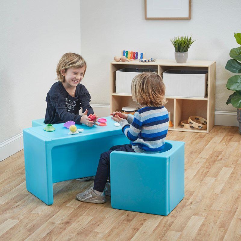 ECR4Kids Tri-Me Table and Cube Chair Set, Multipurpose Furniture, 3-Piece