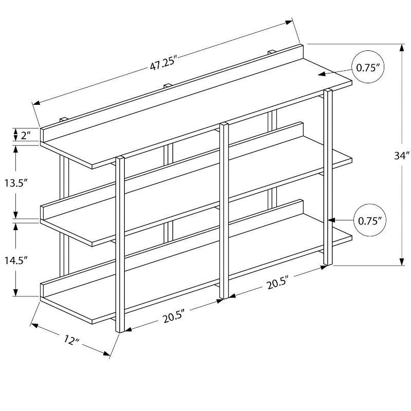 Monarch Specialties Accent Table Console Entryway Narrow Sofa Living Room Bedroom White Marble Look Laminate Black Metal Contemporary Modern