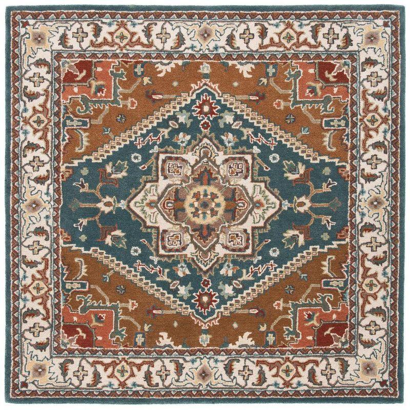 Heritage Dark Green and Brown Hand-Tufted Wool Square Rug