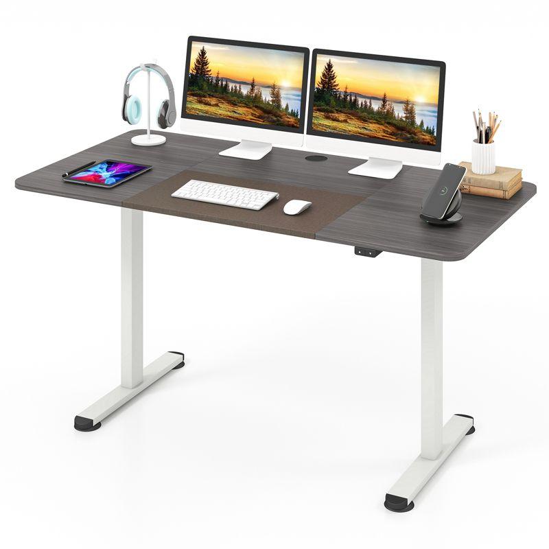 Gray Adjustable Height Electric Standing Desk with Metal Frame