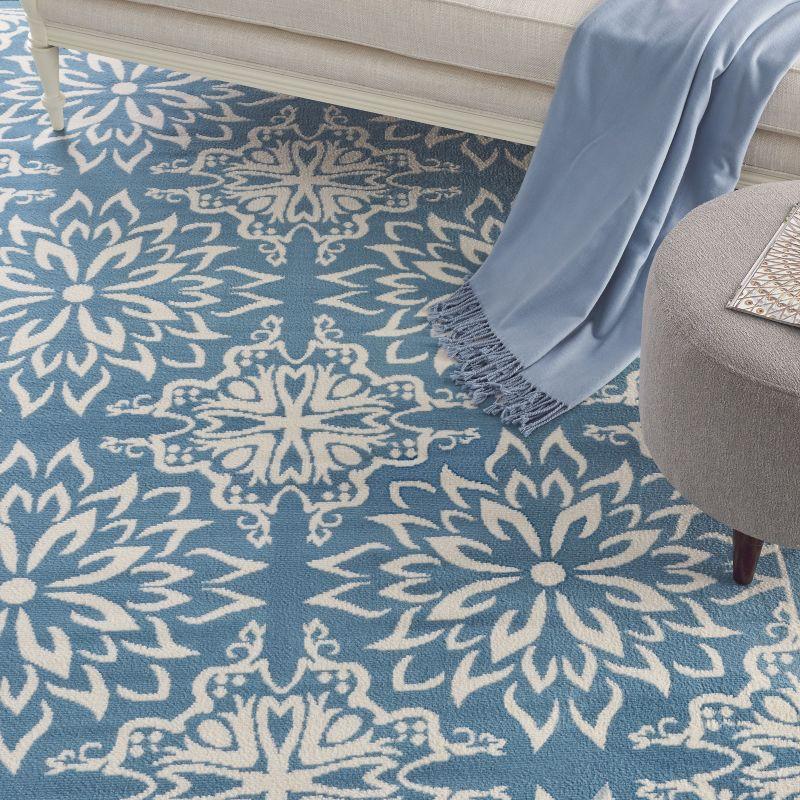 Jubilant JUB06 Ivory/Blue Area Rug Beach Transitional Floral By Nourison Navy/Ivory 4' x 6'