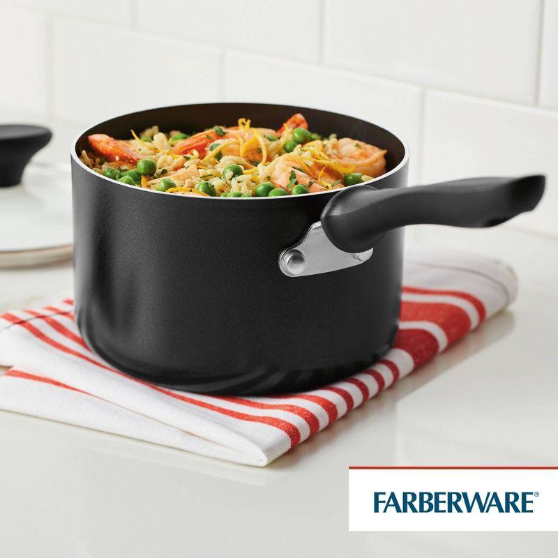 Farberware Reliance 2qt Aluminum Nonstick Covered Saucepan - Black: Dishwasher & Oven Safe Cooking Pot, Glass Lid