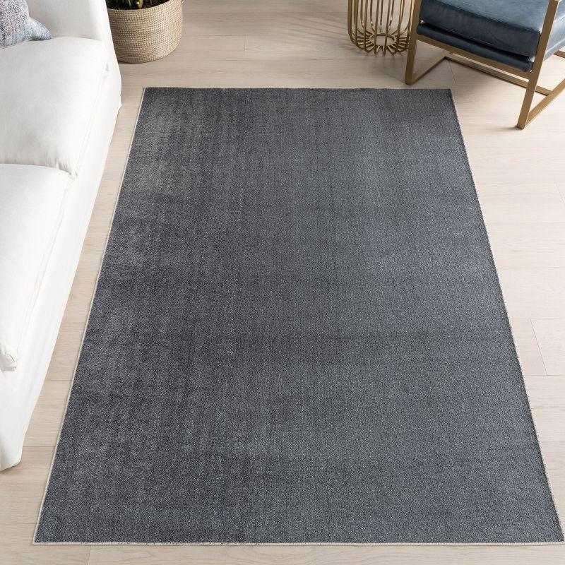 Gray Solid Machine Washable Rectangular Area Rug