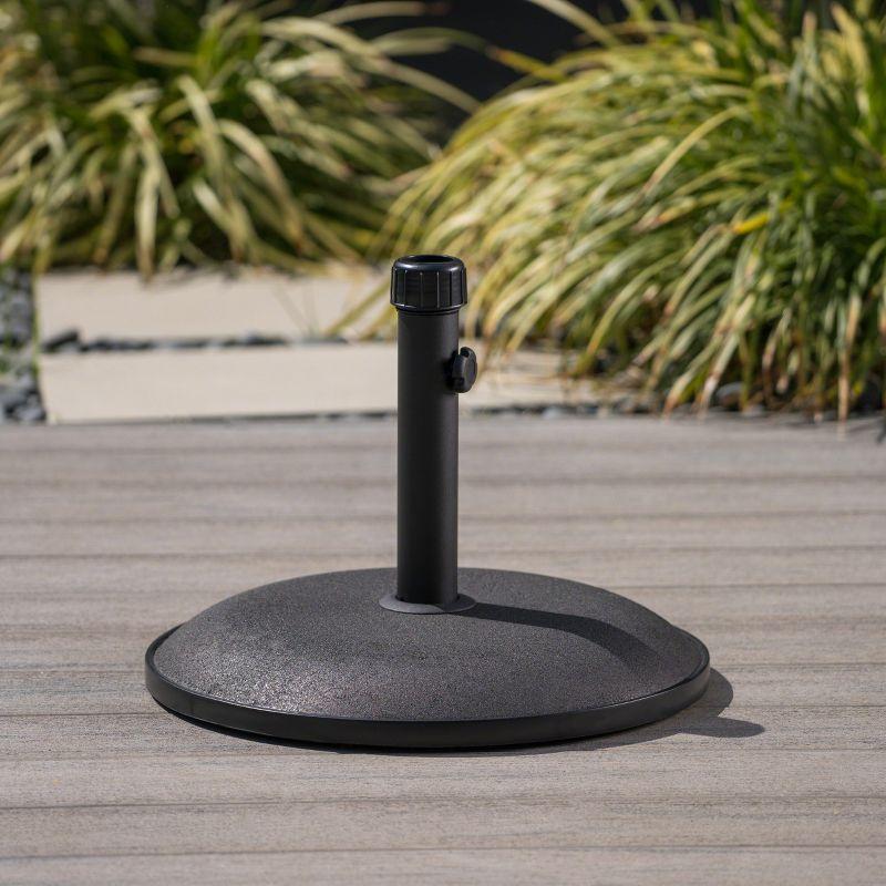 GDFStudio Mila Outdoor 34 lbs Concrete and Iron Round Umbrella Base, Black