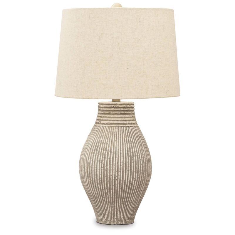 Beige Textured Paper Composite Table Lamp with 3-Way Switch