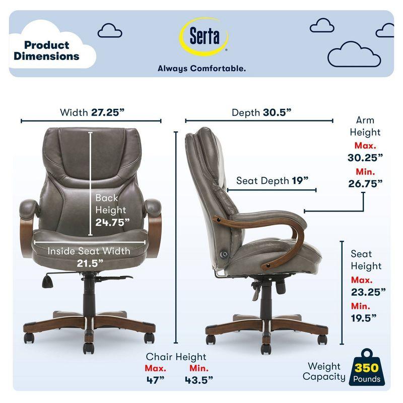 Big and Tall Executive Office Chair with Upgraded Wood Accents - Serta