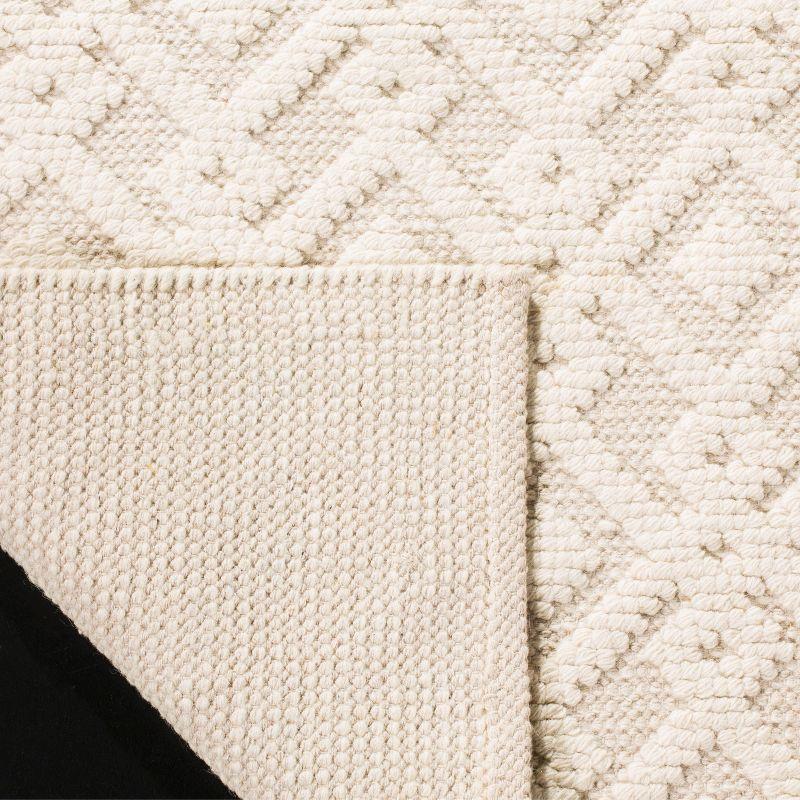 Elegant Ivory Geometric Wool-Cotton Blend Area Rug 9' x 12'