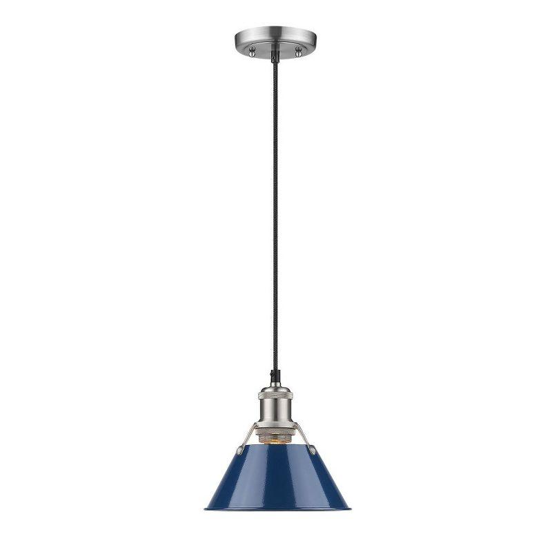 Golden Lighting Orwell 1-Light Mini Pendant in Pewter with Navy Blue