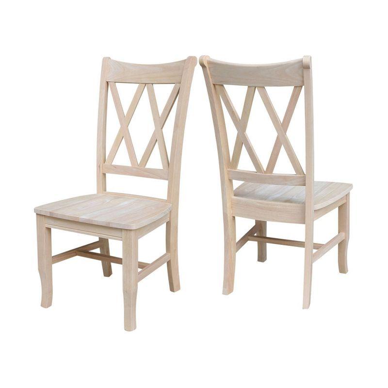 Set Of 2 Double X Back Chair Unfinished - International Concepts: Solid Wood, Armless, Unupholstered